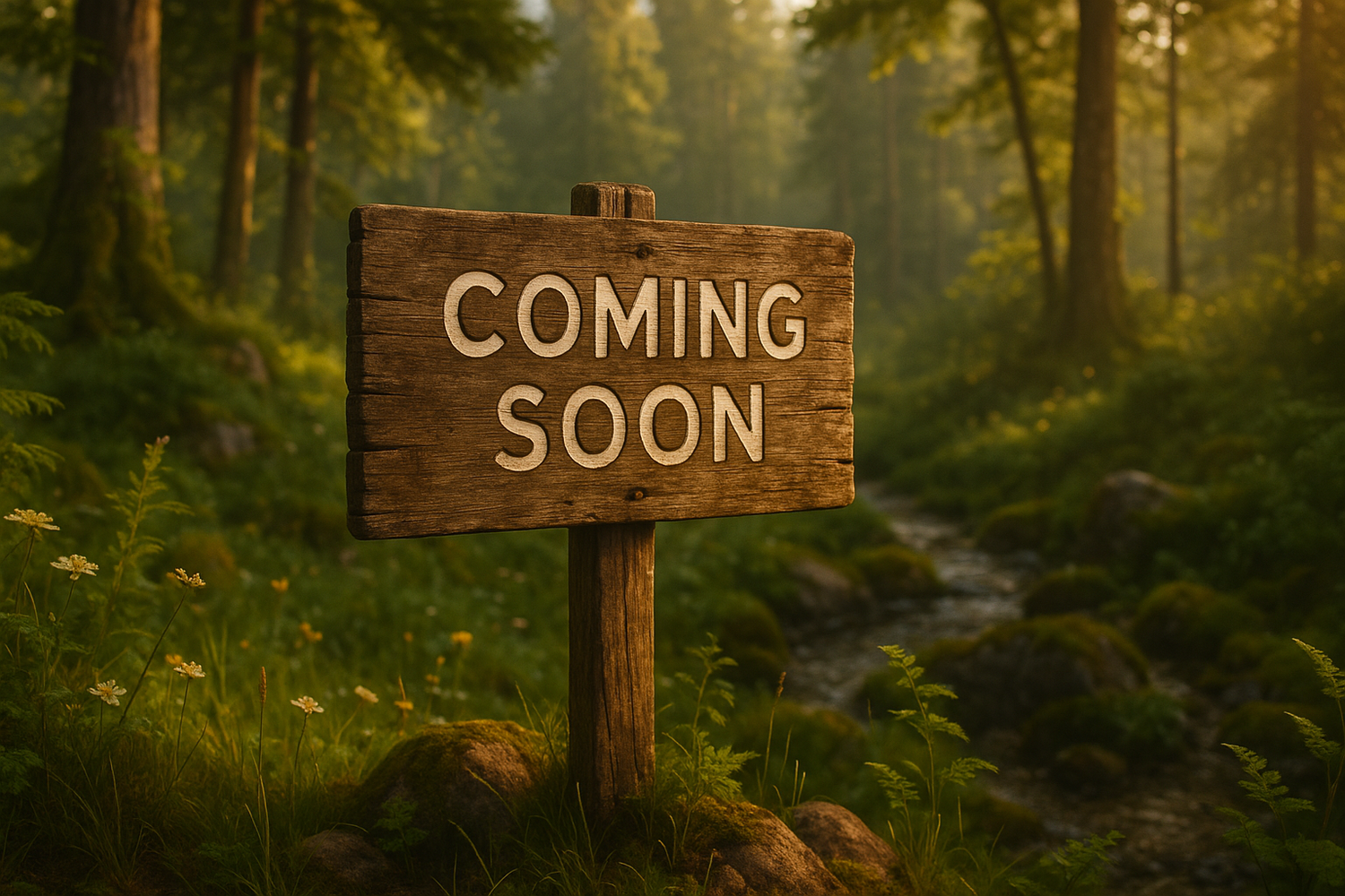 coming soon sign in the middle of nature